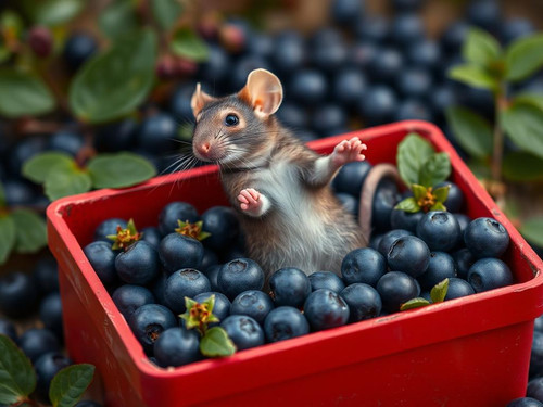 www.naked-ai.art - A red box of blue berries with a rat dancing inside.jpg