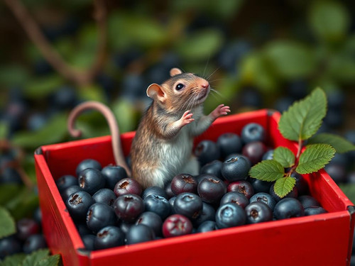 www.naked-ai.art - A red box of blue berries with a rat dancing inside.jpg