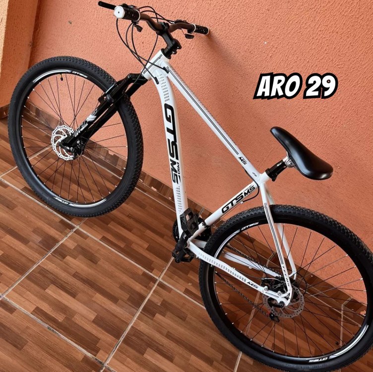 Bicicleta mountain bike GTS PRO M5 Techs 29 Aro 29 tamanho do Quadro 15″ – branco