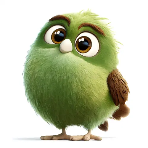 adorable green angry birds movie character fluffy cute cgi bird illustration charming image its big .webp