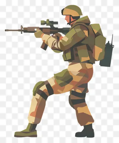 transparent soldier with gun military soldier rifle camouflage soldier aiming rifle with scope in ca.webp