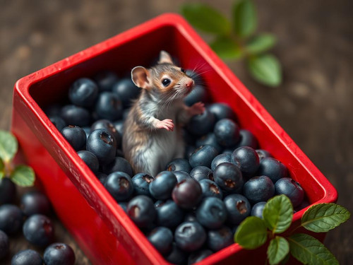 www.naked-ai.art - A red box of blue berries with a rat dancing inside.jpg
