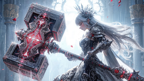 fantasy girl warrior hammer white hair 4k wallpaper uhdpaper.com 307@5@d.jpg