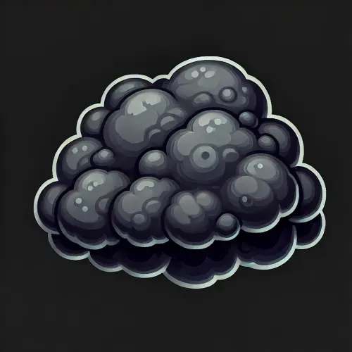 DALL·E 2025 03 18 21.52.39 A single dark storm cloud on a black background, designed as an obstacle .webp