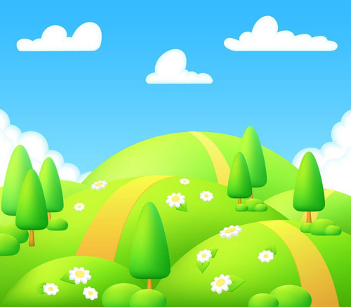 meadow panorama 3d illustration bright landscape of green valley kids background colorful cute scene.jpg