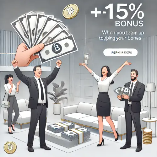 DALL·E 2025 03 18 15.02.58 A sleek and minimalist promotional image featuring happy and wealthy peop.webp