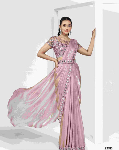 Pink silk fusion ready to wear saree.jpg