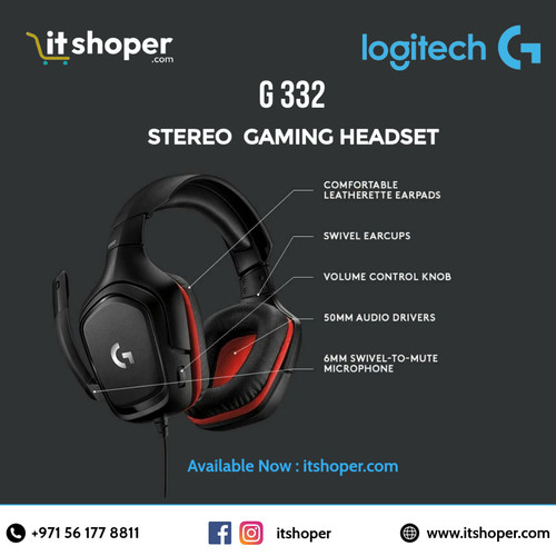 Logitech G332 wired gaming headset in black and blue colors with large 50mm audio drivers for powerf.jpg
