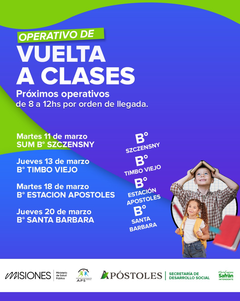 Se Desarrollarán los Operativos de Vuelta a Clases en Apóstoles