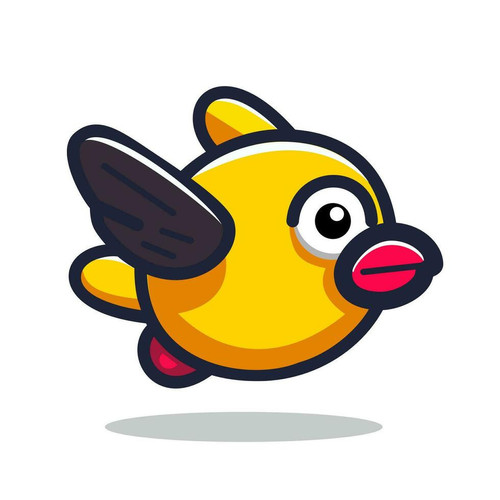 cute yellow bird isolated white vector.jpg