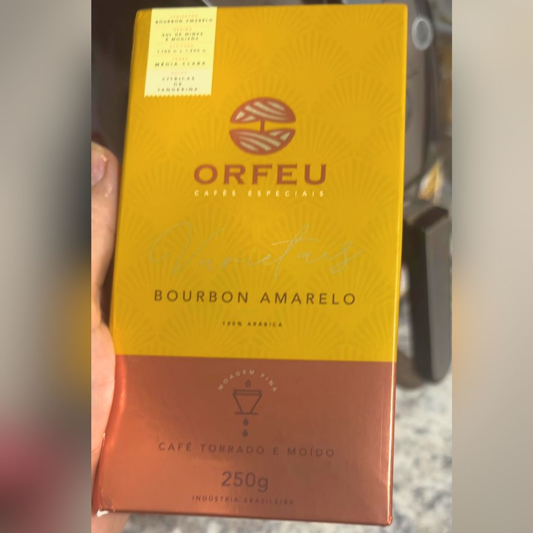 Orfeu Café Bourbon Amarelo Torrado e Moído, 100% Arabica, Torra Média Clara, 250g