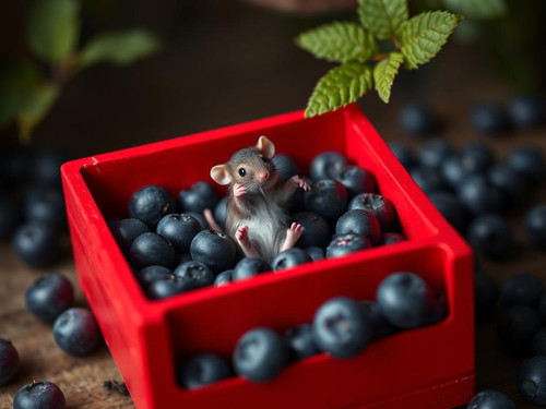 www.naked-ai.art - A red box of blue berries with a rat dancing inside.jpg