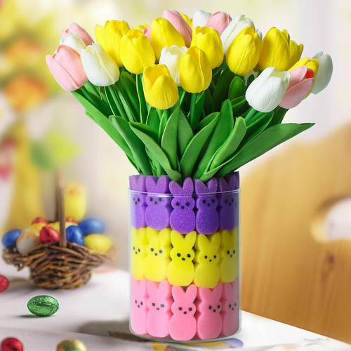 Easter Decorations Little Bunnies Decor Tulips With (7).jpg