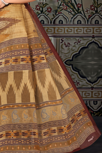 SUNHERI COTTON CHIKU Seal Brown Pallu View.png