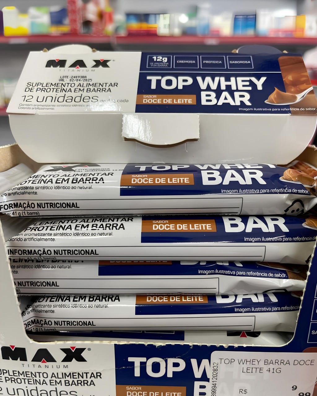4 Max Titanium Top Whey Bar 12 Unidades De 41G (Doce De Leite)