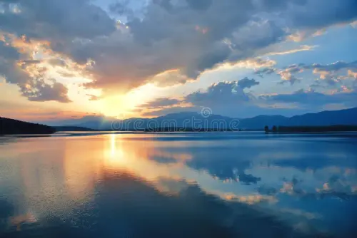 incredibly beautiful sunset sun lake sunrise landscape panorama nature sky amazing colorful clouds f.webp