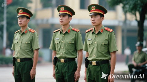 jimeng 2025 05 20 187 Hyper realistic depiction of Vietnamese People's Security officers in vintage .jpg