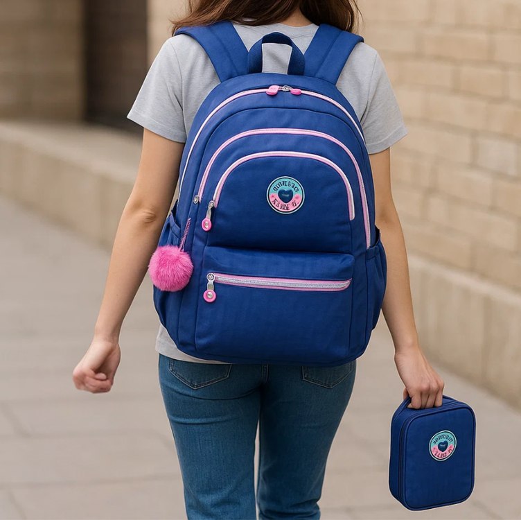 Kit Mochila Escolar Spector Juvenil Feminina (Azul)