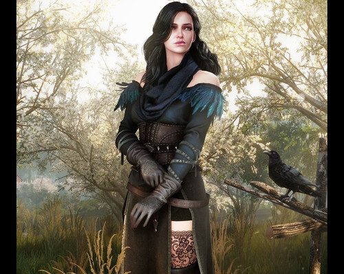 Yennefer de Venguebergue No meio do Mato Proxima a uma Vila e de um Corvo.jpg