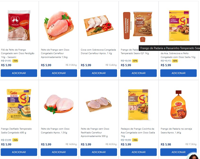 Ofertas em Frango com até 85% OFF