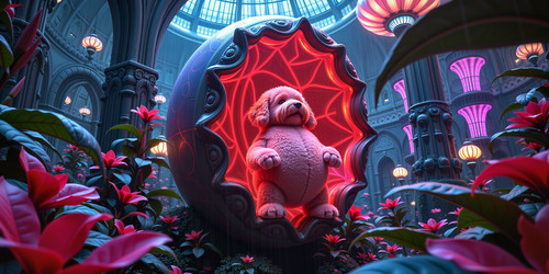 Create an epic image of Big Belly Bob s spawn point in a stunning Art Nouveau botanical garden setti.jpg