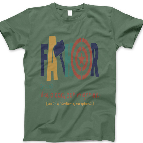 Photograph of four blank t-shirts greys beige and army green. Clipping path included. Ready for your.jpg