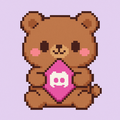 Create an image of a cute pixel art animal holding a discord boost icon.png