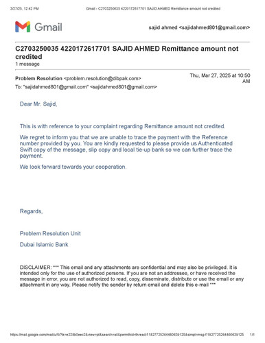 Gmail C2703250035 4220172617701 SAJID AHMED Remittance amount not credited.jpg