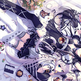 Konachan.com 56944 2girls bell blue eyes book bow candy catgirl collar cross flowers food hat heart 