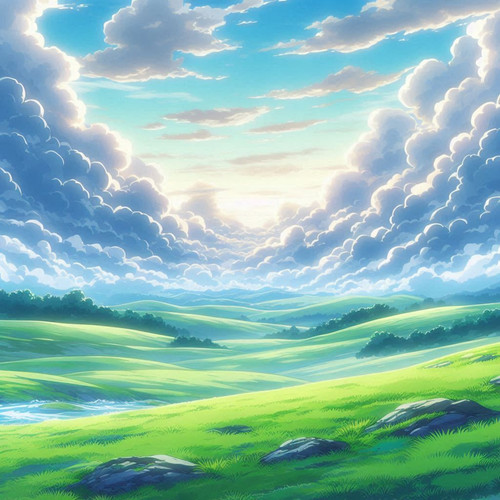 a cloudy background and green ground like anime 2d.jpg