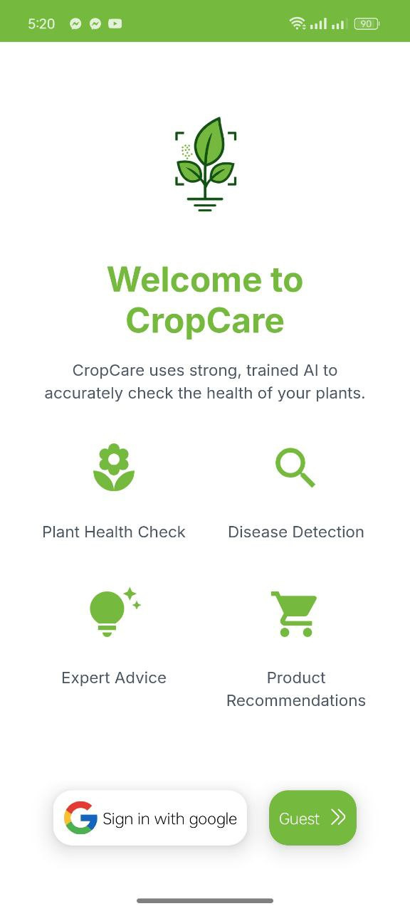 CropCare Welcome Screen