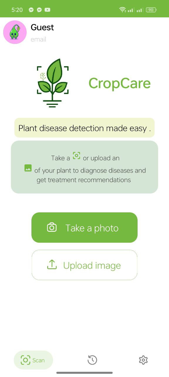 CropCare Scan/Upload Screen