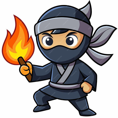 cute ninja fighter blowing fire cartoon vector icon illustration people holiday icon concept isolate.jpg