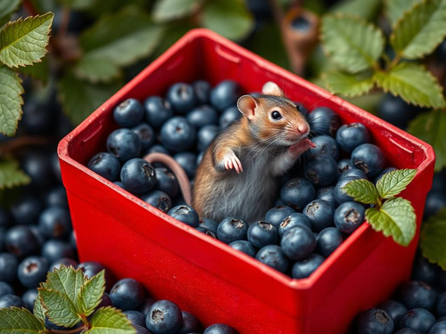 www.naked-ai.art - A red box of blue berries with a rat dancing inside.jpg