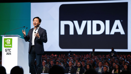 Jensen Huang speaking at Nvidia’s GTC 2025 keynote in San Jose, California 