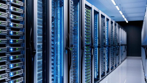 Inside an Nvidia AI data center with advanced server racks 