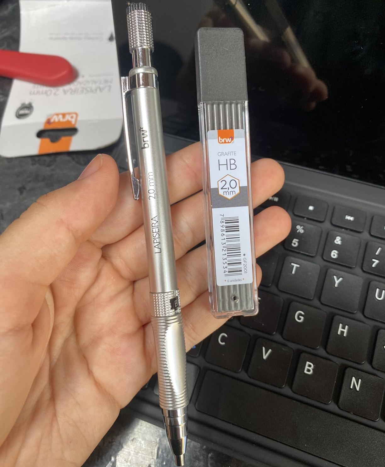 Lapiseira Metalizada Dourada + Grafite 2.0mm, BRW