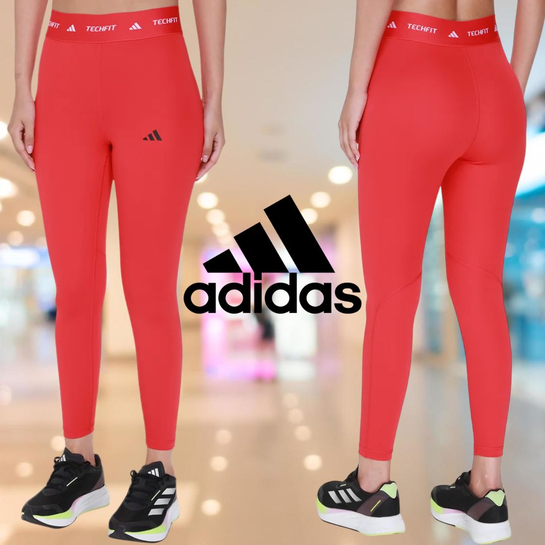 Calça Legging Adidas Techfit Capri Feminina – Vermelho Claro