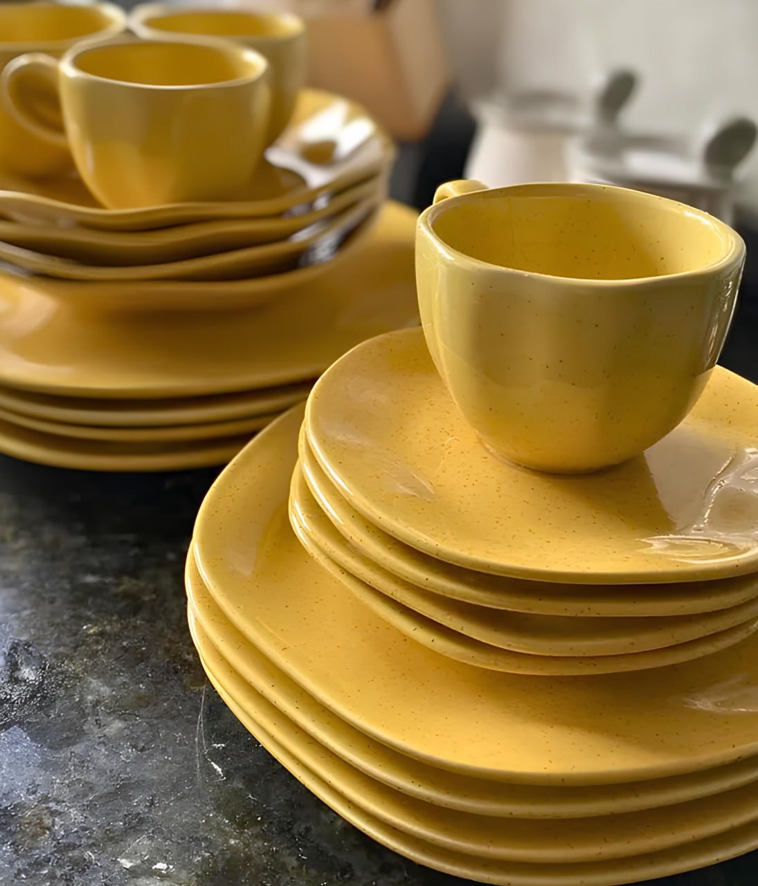 Aparelho De Jantar E Chá Ryo Maracujá 20 Peças Amarelo Oxford