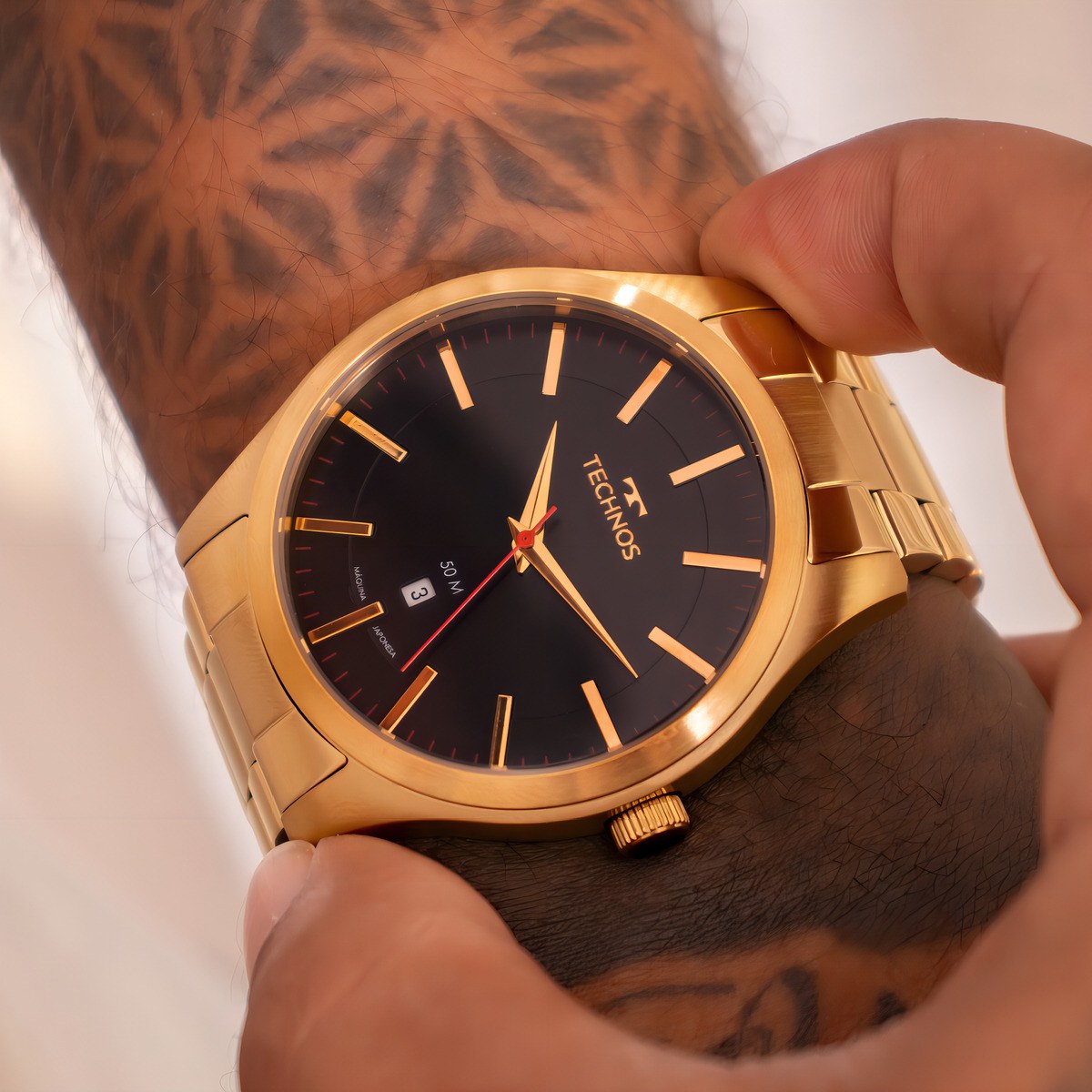 Relógio Technos Masculino Dourado Performer Racer