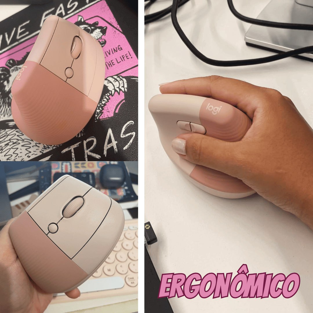 Mouse Sem Fio Logitech Lift Vertical com Design Ergonômico para Redução de Tensão Muscular, Cliques Silenciosos, Conexão Bluetooth ou USB Logi Bolt, Compatível com Windows/macOS/iPadOS – Rosa Mouse Sem Fio Logitech Lift Vertical com Design Ergonômico para Redução de Tensão Muscular, Cliques Silenciosos, Conexão Bluetooth ou USB Logi Bolt, Compatível com Windows/macOS/iPadOS – Rosa