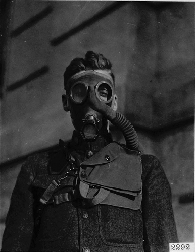 Soldier wearing a Miller-Tissot mask