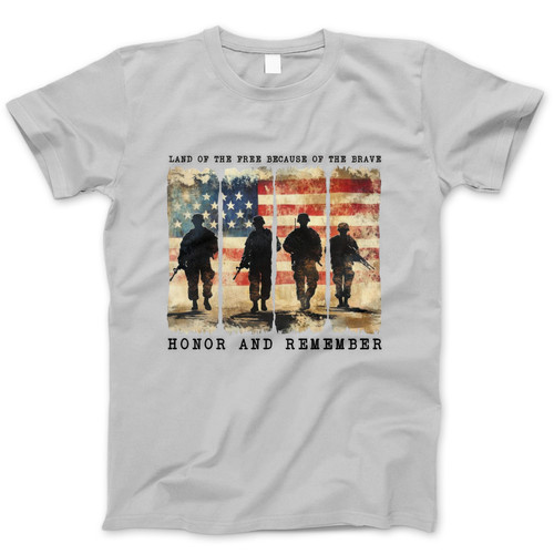 Photograph of four blank t-shirts greys beige and army green. Clipping path included. Ready for your.jpg