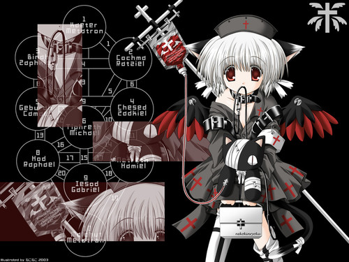 Konachan.com 2324 animal bandage cat catgirl collar dress gothic headdress nekoneko nurse red eyes r.jpg