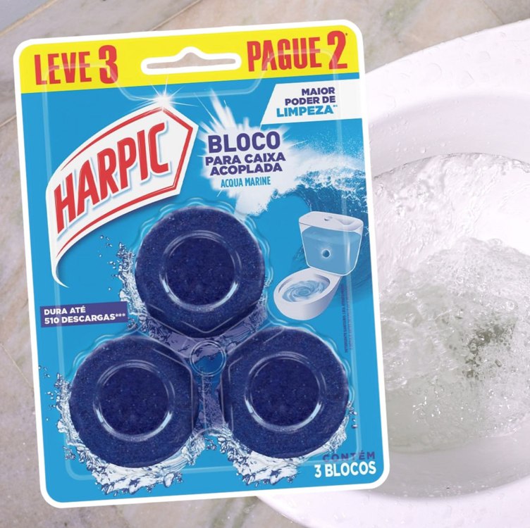 Harpic Limpador e Aromatizador Sanitário para Caixa Acoplada Marine 3 unidades