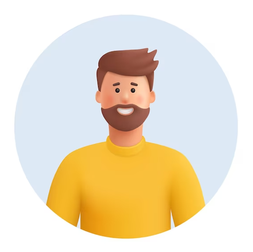 young smiling man avatar man with brown beard mustache hair wearing yellow sweater sweatshirt 3d vec.png