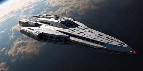 a futuristic spacecraft in orbit .jpg