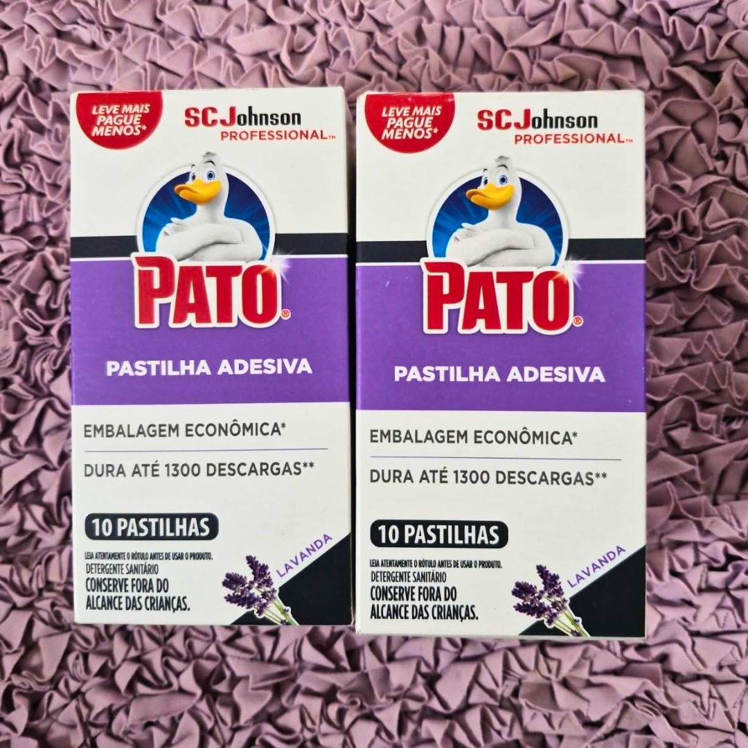 Pato Pastilha Sanitária Adesiva Lavanda, Desinfetante para Vaso Sanitario, 10 unidades