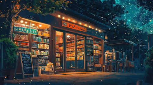 lofi book shop cafe night anime manga style cozy chill relax interior wallpaper background 598925 82.jpg