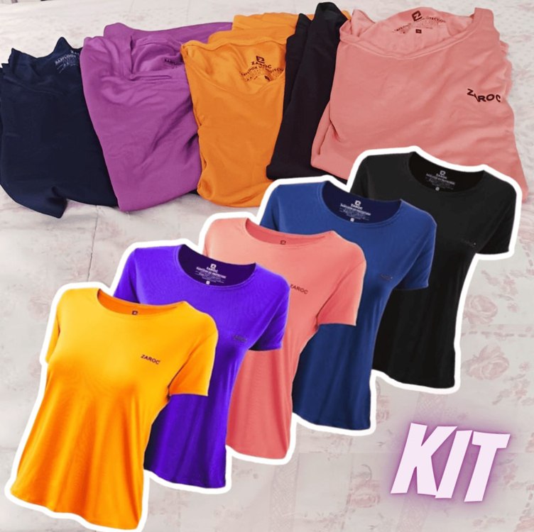 Kit 5 Camiseta Zaroc Feminina